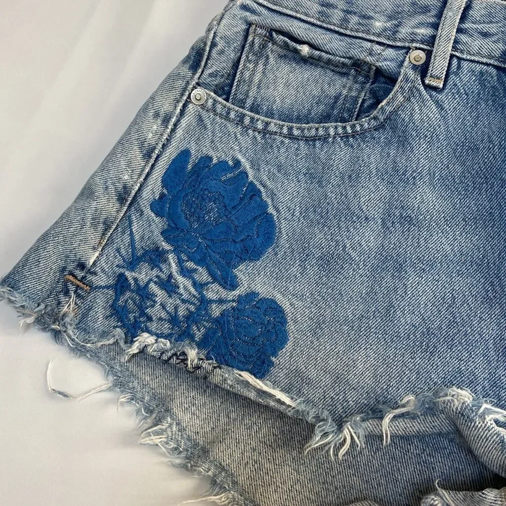 Levi's Blue Jean Shorts Distressed High-Waisted